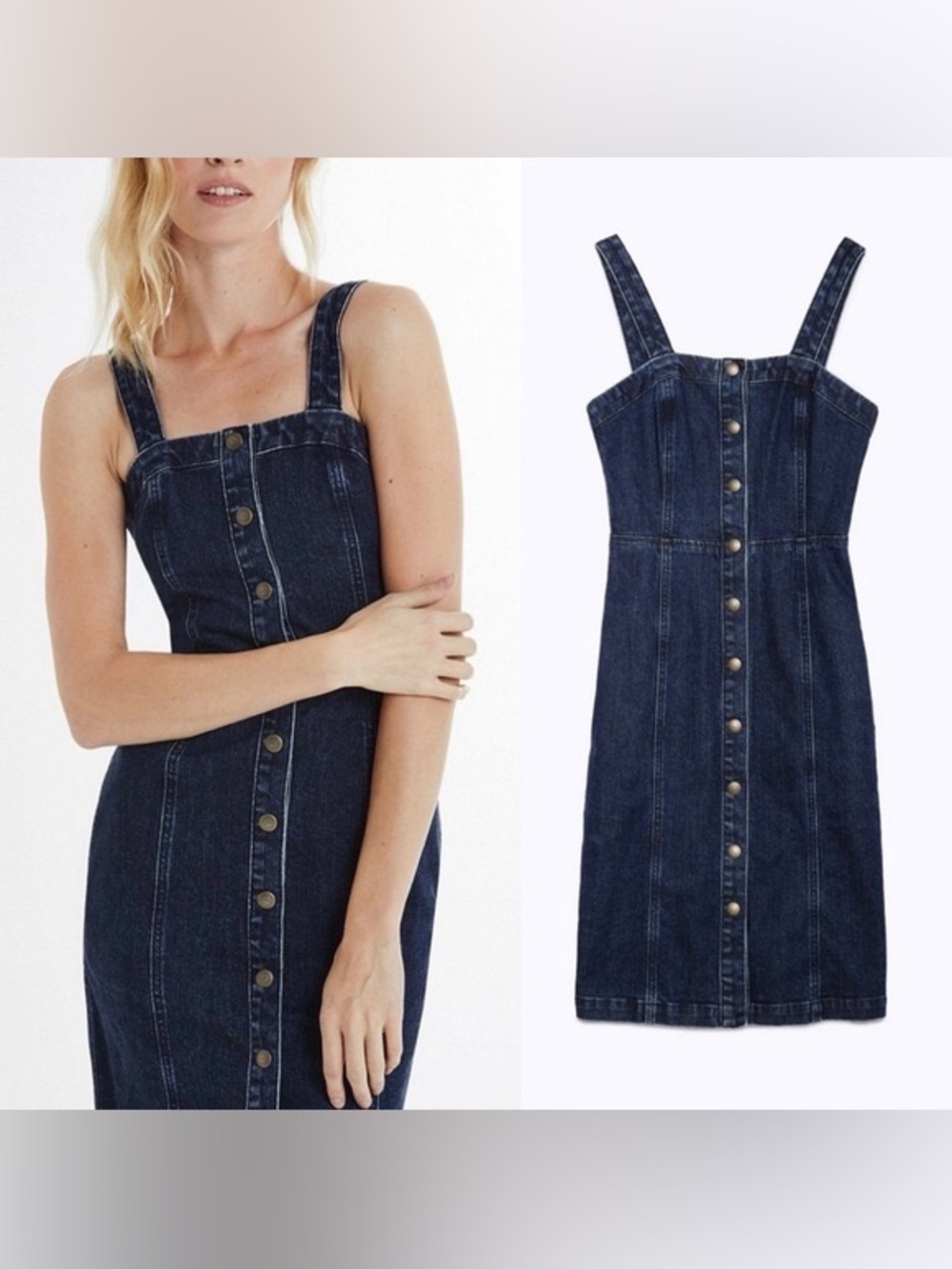AG Denim Button-Front Midi Dress
